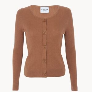 Kujten Woman Short Silk & Cashmere Ribbed Cardigan Size 2